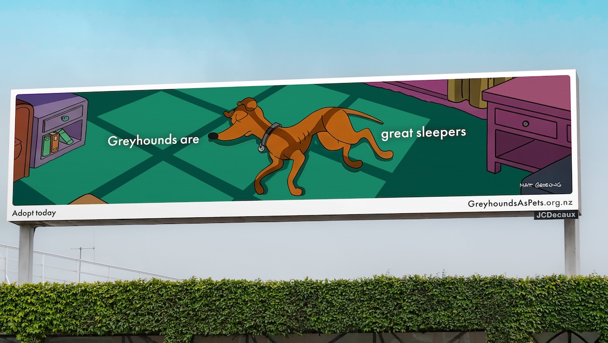 The Simpsons back NZ’s biggest dog rehoming in Greyhounds as Pets’ new campaign via Special NZ